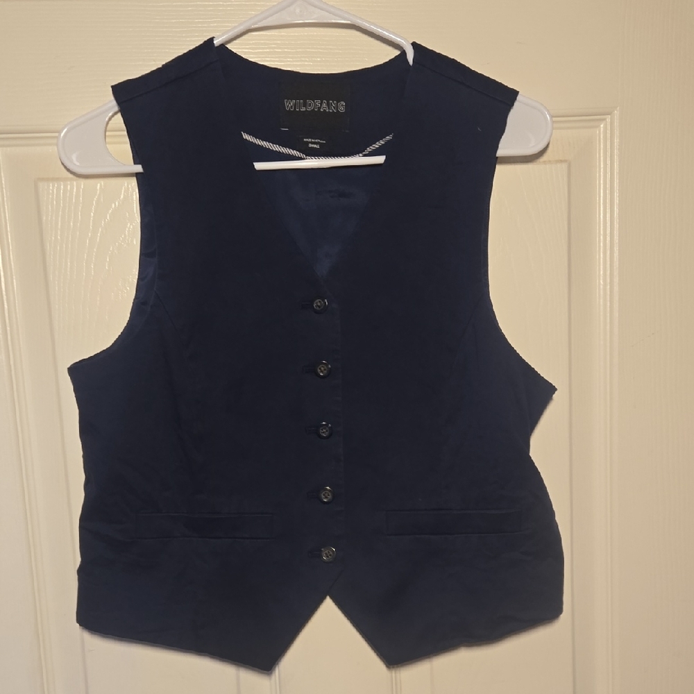 Wildfang Midnight Blue Buttoned Vest - Size SM